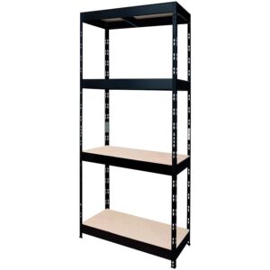 Regał metalowy magazynowy nitowany czarny 180x75x35 cm – 4 półki/200 kg