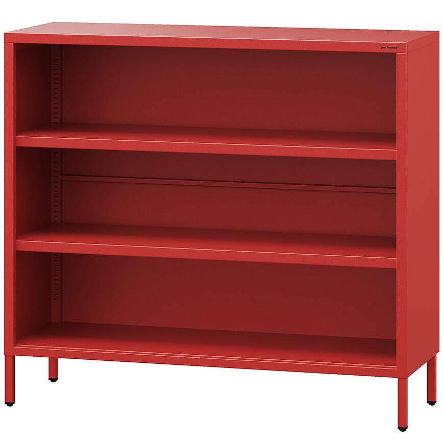Regał Metalowy Niski Luca Modern Red – metalowa konstrukcja, nowoczesny design, niski rozmiar, kolor czerwony