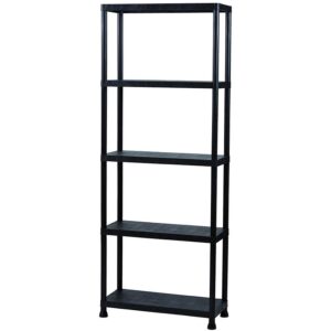Regał plastikowy T80 80x30x181 cm czarny – funkcjonalność, nowoczesny design, odporny na wilgoć