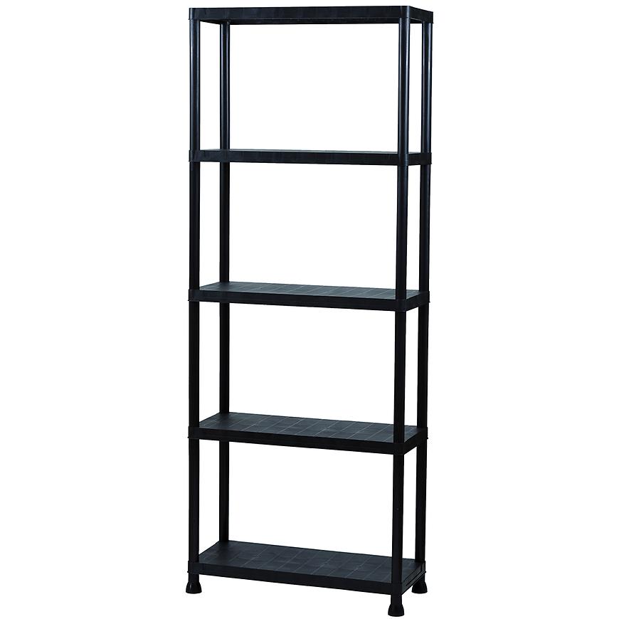 Regał plastikowy T80 80x30x181 cm czarny – funkcjonalność, nowoczesny design, odporny na wilgoć