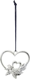 Dekoracja choinkowa Karen Blixen serca srebrna – elegancka ozdoba, metal, 10 cm