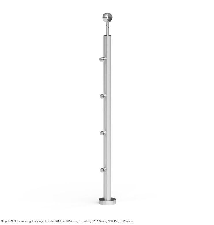 Słupek Atlanta 42,4x970mm z regulacją wysokości – funkcjonalny, stylowy, metalowy