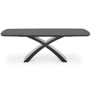 Stół rozkładany Silvestro 180/220x89cm – elegancki, ciemny popiel, czarny, szkło/MDF