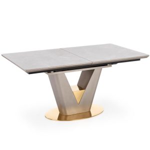 Stół rozkładany Valentino 160/220x90cm Popiel/Jasny – Popiel/Złoty – elegancki, funkcjonalny, rozkładany