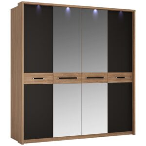 Szafa 4d Monaco Moas02 Stirling Oak/Czarny Mat – pojemna, nowoczesna, stylowa