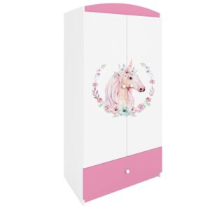 Szafa Babydreams Różowy – Konik – styl skandynawski, pojemna, drewniana