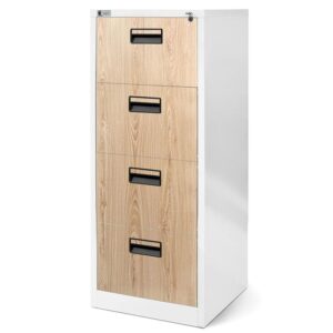 Szafa Sara V004 metalowa biały/sonoma – nowoczesny design, pojemność, trwały materiał