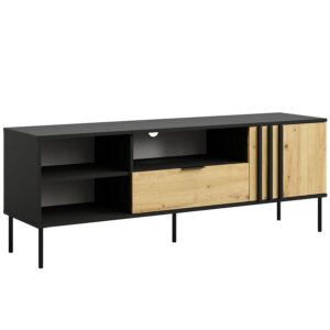 Szafka RTV 1D1SZ Rimini 08 – nowoczesny styl, kolor czarny/artisan, praktyczne rozwiązania