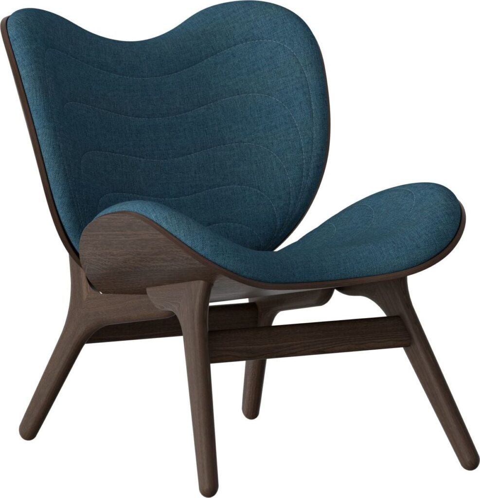 Fotel Conversation Piece ciemny dąb Petrol Blue – elegancki design, wygodny, stylowy