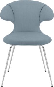 Krzesło Time Flies błękitne na chromowanych nogach – nowoczesny design, wygodne siedzisko, eleganckie wykończenie
