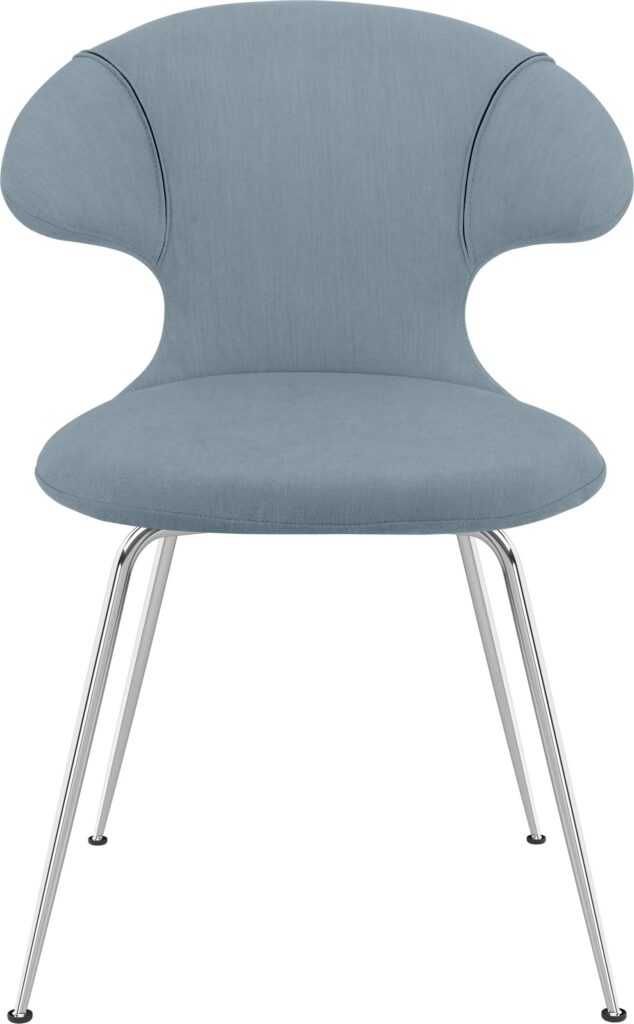 Krzesło Time Flies błękitne na chromowanych nogach – nowoczesny design, wygodne siedzisko, eleganckie wykończenie