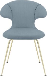 Krzesło Time Flies błękitne na mosiężnych nogach – elegancki design, komfortowe siedzisko, nowoczesny styl