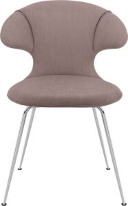 Krzesło Time Flies brązowoszare na chromowanych nogach – elegancki design, wygodny kształt, nowoczesne materiały