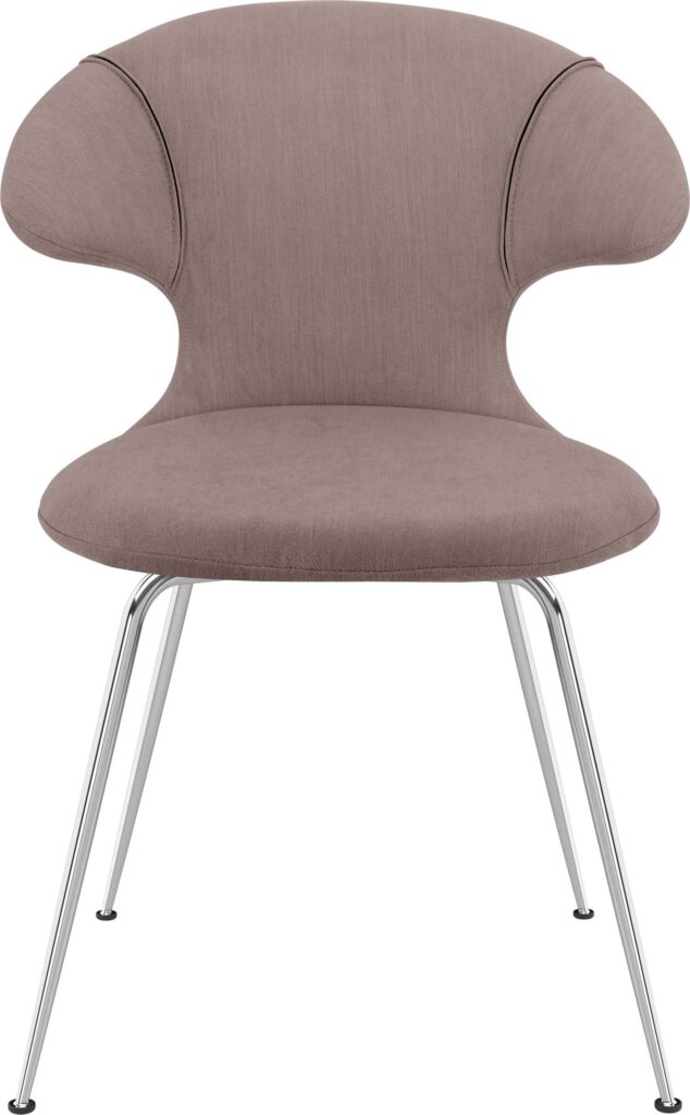 Krzesło Time Flies brązowoszare na chromowanych nogach – elegancki design, wygodny kształt, nowoczesne materiały