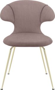 Krzesło Time Flies brązowoszare na mosiężnych nogach – elegancki design, wygoda, trwałe materiały