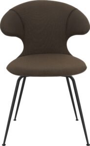 Krzesło Time Flies ciemnobrązowe na czarnych nogach – elegancki design, komfort, trwały materiał