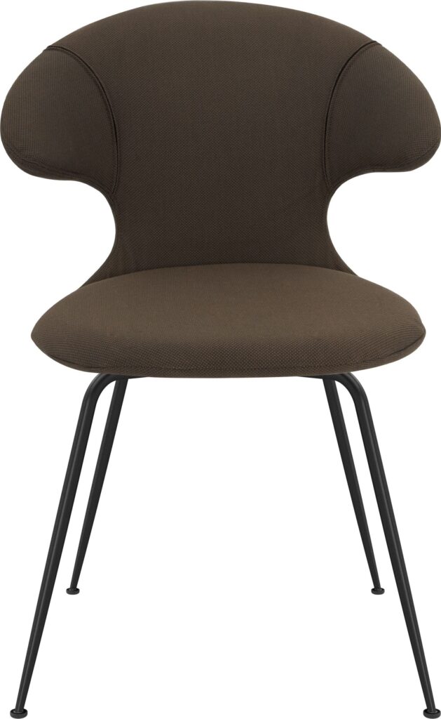 Krzesło Time Flies ciemnobrązowe na czarnych nogach – elegancki design, komfort, trwały materiał
