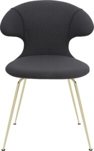 Krzesło Time Flies ciemnoszare na mosiężnych nogach – elegancki design, komfort, nowoczesny styl