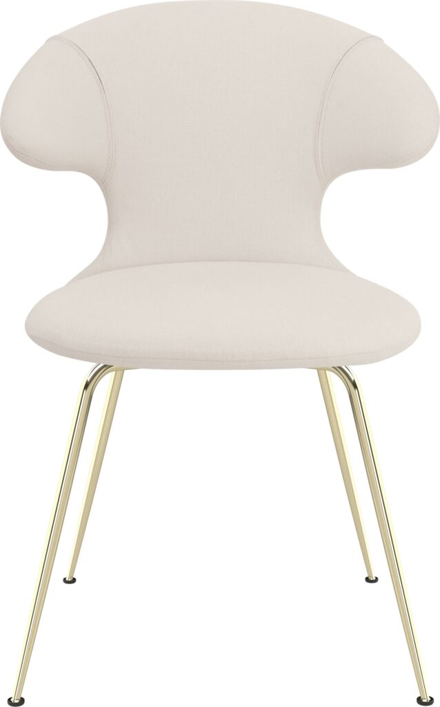 Krzesło Time Flies jasnopiaskowe na mosiężnych nogach – elegancki design, komfortowe siedzisko, nowoczesny styl