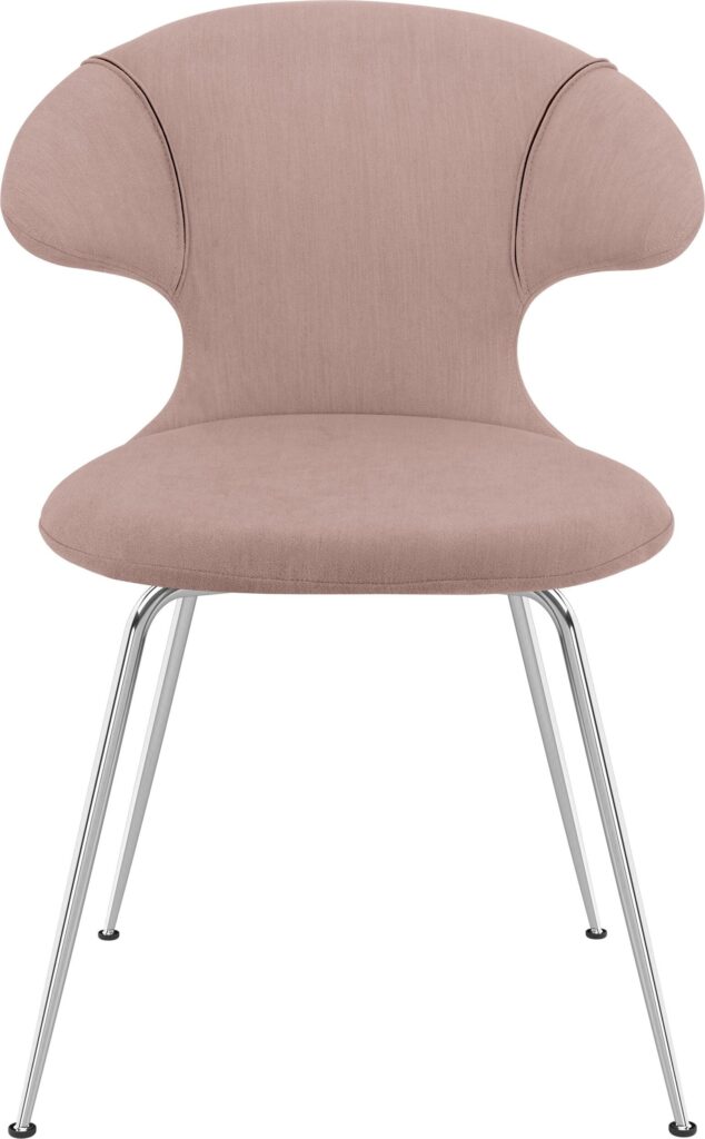 Krzesło Time Flies różowe na chromowanych nogach – elegancki design, komfort, nowoczesność