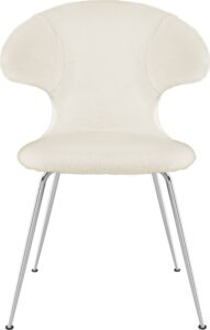 Krzesło Time Flies Teddy białe na chromowanych nogach – elegancki design, komfortowe siedzisko, nowoczesny styl