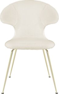 Krzesło Time Flies Teddy białe na mosiężnych nogach – elegancki design, wygodne siedzisko, nowoczesny styl