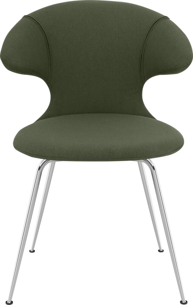 Krzesło Time Flies zielone na chromowanych nogach – nowoczesny design, wygodne siedzisko, trwałe materiały