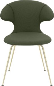 Krzesło Time Flies zielone na mosiężnych nogach – elegancki design, komfortowe siedzisko, trwałe materiały