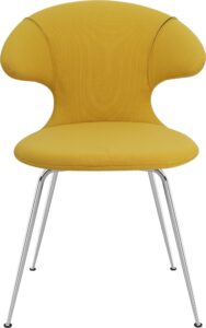 Krzesło Time Flies żółte na chromowanych nogach – nowoczesny design, wygodne siedzisko, trwałe materiały
