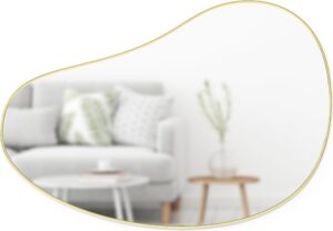 Lustro ścienne Hubba Pebble 91 cm mosiądz – elegancki design, okrągły kształt, styl industrialny