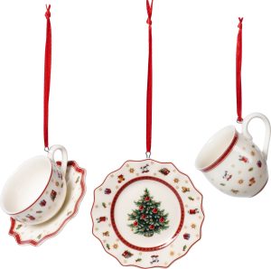 Ozdoby choinkowe Toy’s Delight Tablewareset białe 3 szt. – eleganckie dekoracje, klasyczny kolor, zestaw