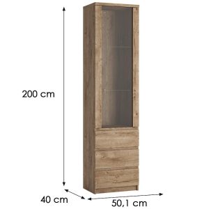 Witryna 1D3S Fribo Friv01 Dąb Ribbeck Złoty – elegancki design, pojemne półki, naturalne wykończenie