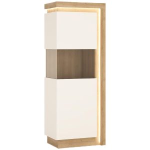 Witryna 1D Lyon Lyov01l Dąb Riviera Jasna / Biała – elegancki design, funkcjonalność, materiał dąb