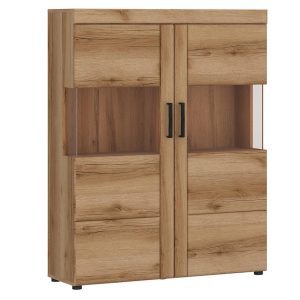 Witryna 2D Cortina Cnav01 Dąb Grandson – elegancki design, pojemne półki, naturalny kolor dębu