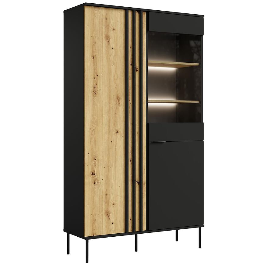 Witryna 2D Rimini 01 czarny/artisan – nowoczesny design, solidna konstrukcja, idealna do salonu
