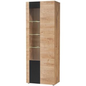 Witryna Aron RZS AR WSN dąb ribbeck/czarny – elegancki design, pojemne półki, nowoczesny styl