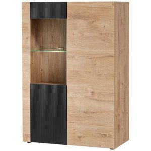 Witryna Aron RZS AR WSW dąb ribbeck/czarny – elegancki design, pojemne wnętrze, wysoka jakość wykonania
