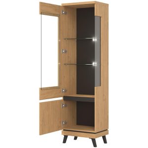 Witryna Ate At05 Dąb/Czarny – elegancka witryna, nowoczesny design, kolor dąb i czarny