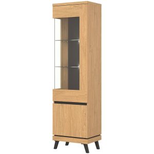 Witryna Ate At06 Dąb/Czarny – stylowa witryna z dębowym wykończeniem, czarne akcenty, nowoczesny design