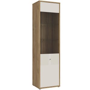 Witryna Funda RNKV712 – elegancki design, przeszklone drzwi, pojemne półki, kolor dąb