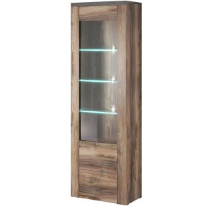 Witryna Larona 05 1D satin nussbaum – elegancka witryna, kolor orzech satynowy, nowoczesny design