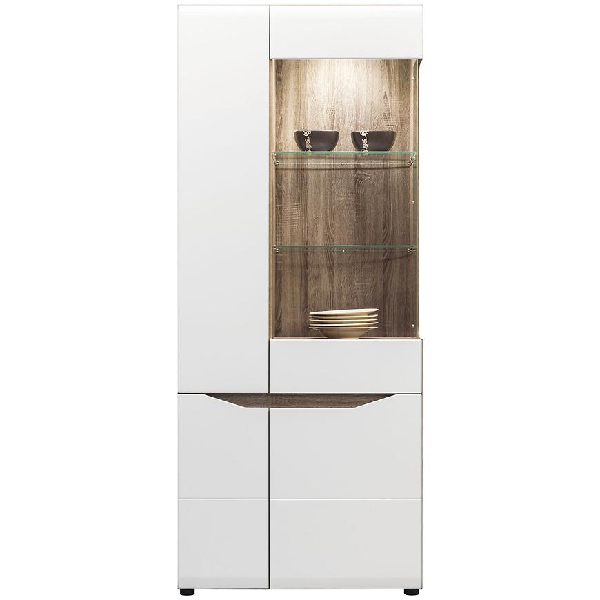 Witryna Lionel Li07 Dąb S./ Biały – elegancki design, pojemne wnętrze, nowoczesny styl