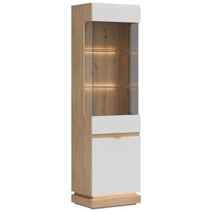 Witryna L/P Milton Ml05 Dąb Crem Torro Biały – nowoczesny styl, pojemne wnętrze, elegancki wygląd