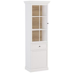 Witryna Lucca W2D1S – elegancki design, biały opal, pojemne wnętrze, idealna do salonu