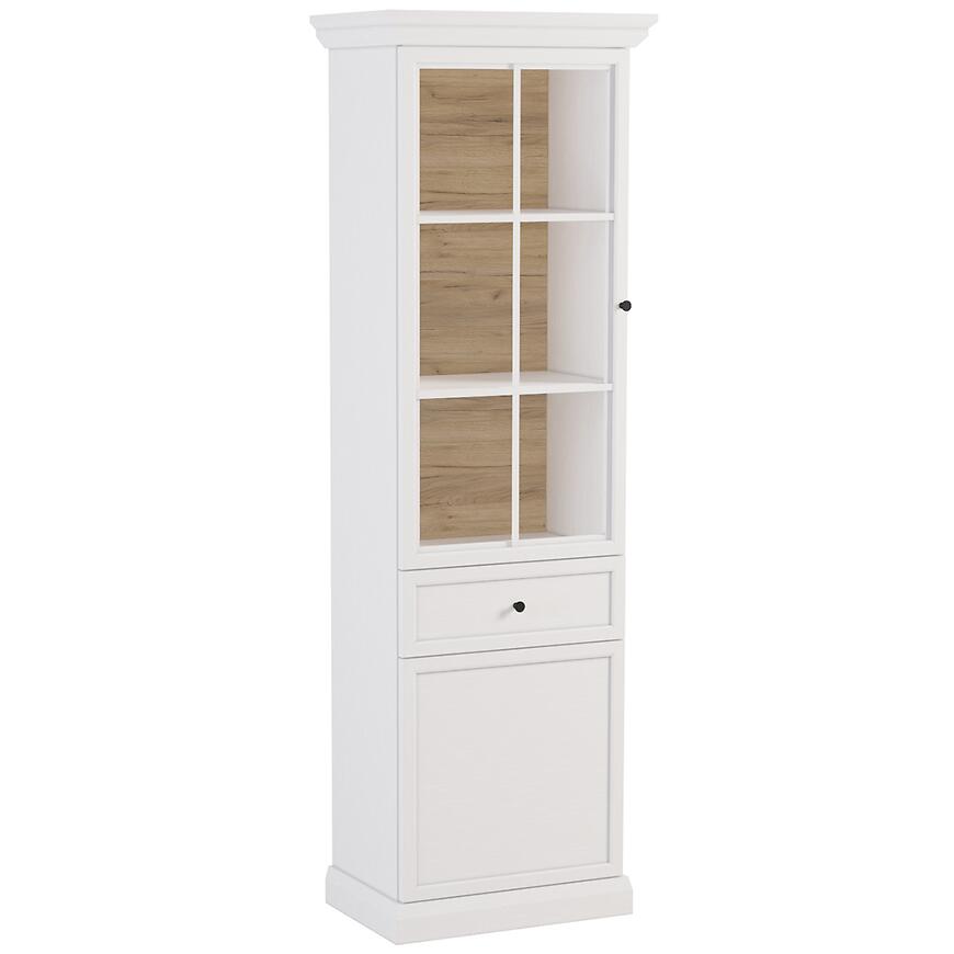 Witryna Lucca W2D1S – elegancki design, biały opal, pojemne wnętrze, idealna do salonu