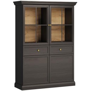 Witryna Lucca W4D2S czarny grafit – elegancka witryna, nowoczesny design, pojemne półki