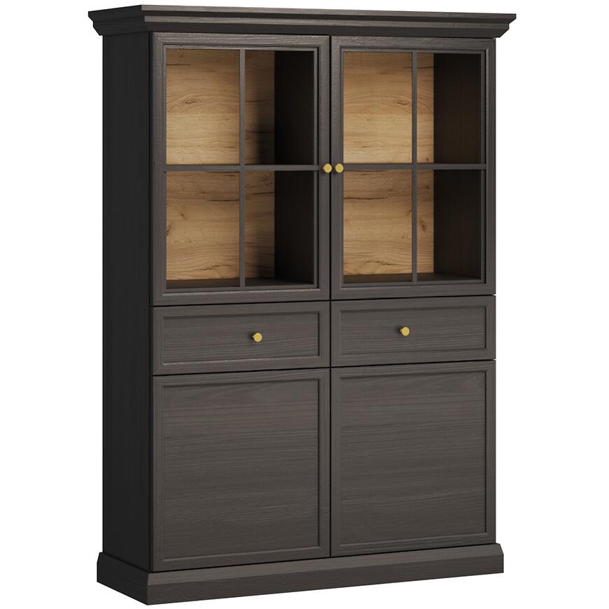 Witryna Lucca W4D2S czarny grafit – elegancka witryna, nowoczesny design, pojemne półki