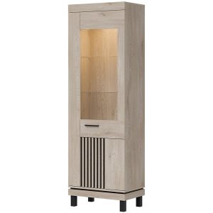 Witryna Mati Mi07 Dąb Crem/Cz – elegancki design, praktyczne zastosowanie, idealna do salonu
