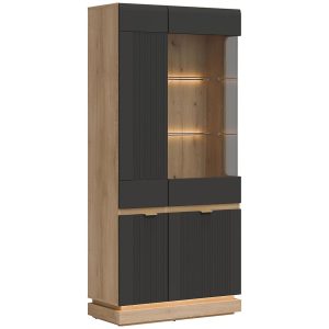 Witryna Milton Ml06 Dąb Crem Torro Antracyt – elegancki design, pojemne wnętrze, nowoczesny styl