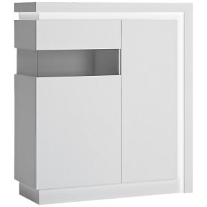 Witryna Niska 2D Lyon Biały Lyov04l – nowoczesny design, kolor biały, materiał Alpin